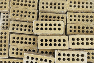 Grey cement cinder blocks, industrial brick blocks background for industrial construction design - interior or exterior decoration. Bricks pattern with copyspace for text or blog presentation