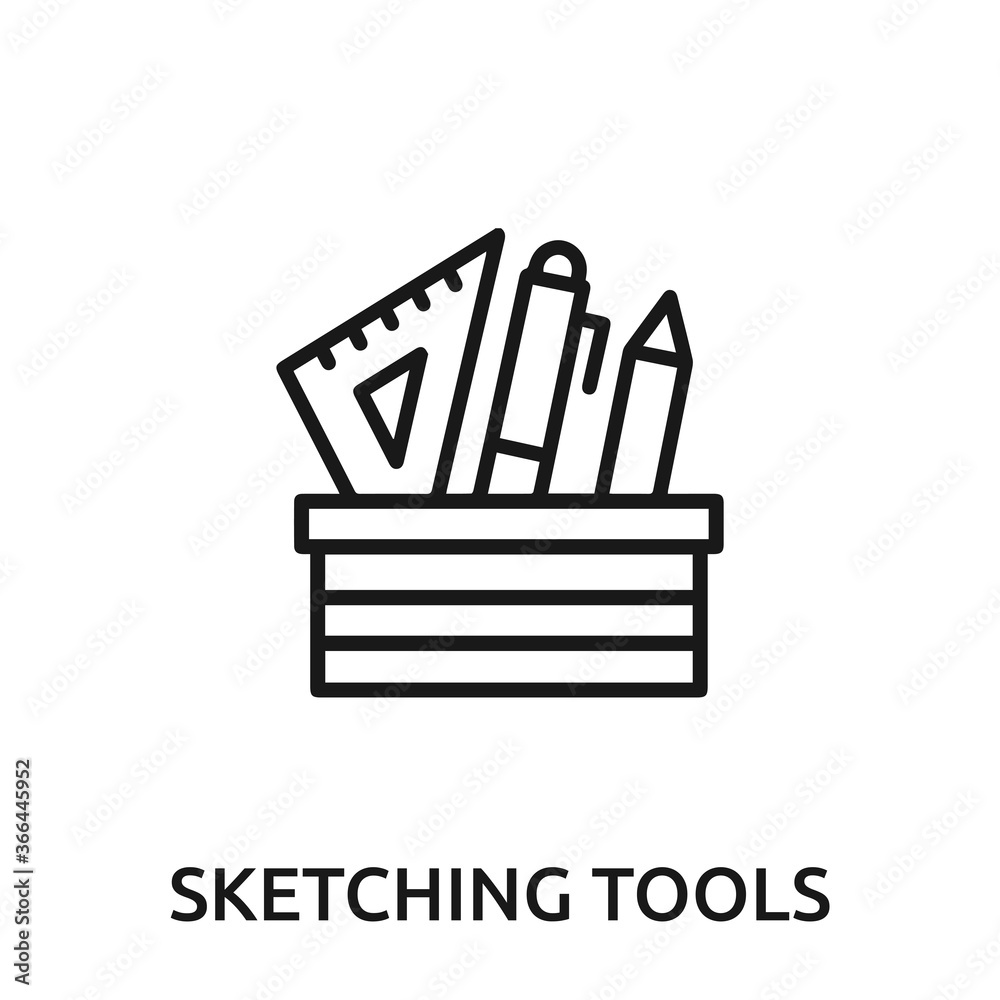 Wall mural sketching tools icon vector. sketching tools sign symbol for modern design.