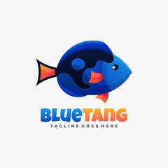Vector Logo Illustration Fish Gradient Colorful Style.