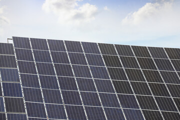 Fototapeta premium Solar panels installed outdoors. Alternative energy source
