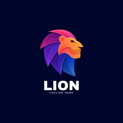 Vector Logo Illustration Lion Gradient Colorful Style.