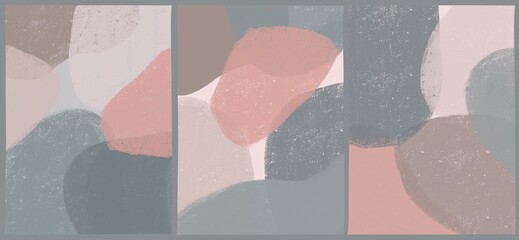 Minimalistic geometric poster hand painted for wall decoration, postcard, social media, print or brochure cover design. Modern illustration in pastel colors