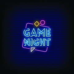 Game Night Neon Signs Style Text Vector