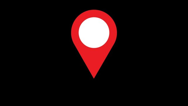 Red checkpoint flat gps icon. Traveling city concept. Animation of an app screen at black background.
