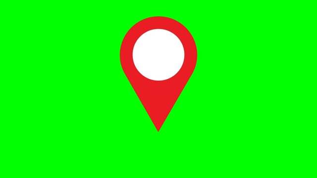 Red checkpoint flat gps icon. Traveling city concept. Animation of an app screen at green background.
