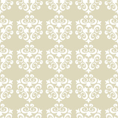 Floral seamless background. White pattern on olive green seamless backdrop