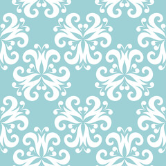 Obraz premium White floral seamless pattern on blue background