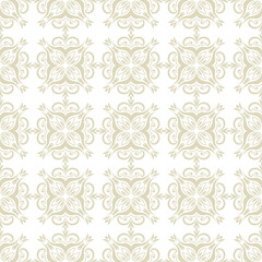 Seamless pattern with flowers. Light olive floral design on white background