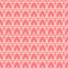Geometric seamless pattern. Beige design on pink background