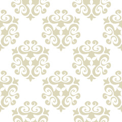 Floral seamless pattern. Light olive design on white background