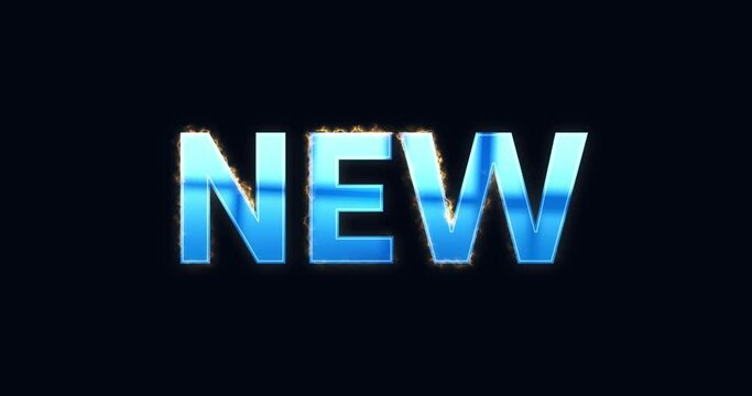 New. Electric lightning text. Burning Logo reveal animation on black background. High quality 4k footage