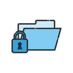 file and padlock line and fill style icon vector design