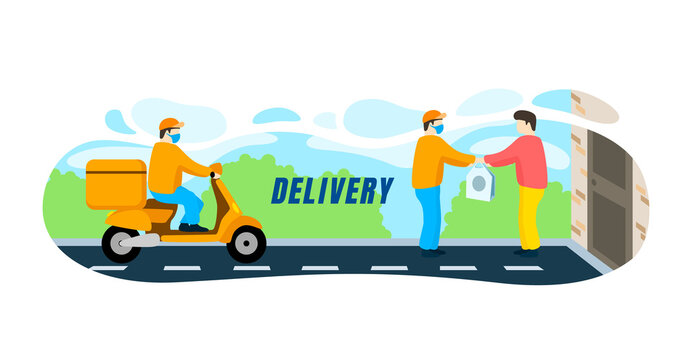 Home delivery, fast receipt of your order, transportation of goods. Vector