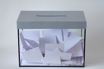 Transparent voting box. Concept of state elections