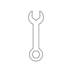 Wrench vector line icon isolated on white.