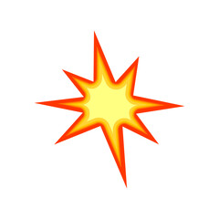 Obraz premium Boom fire icon isolated on white. Yellow bursting vector illustration.