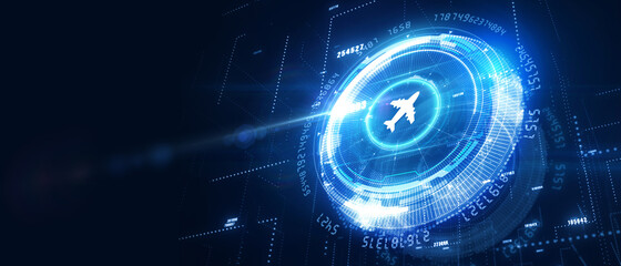 Obraz premium Business, Technology, Internet and network concept. Travel transportation concept with planes. 3D illustration.
