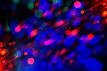 Red blue bokeh effect background. Light splash as salute and fireworks. Bright background on black.