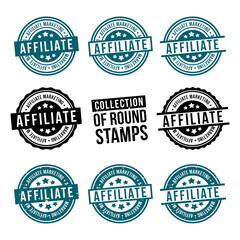 Obraz premium Affiliate Marketing kolekcja okrągłych znaczków. Zestaw odznak.