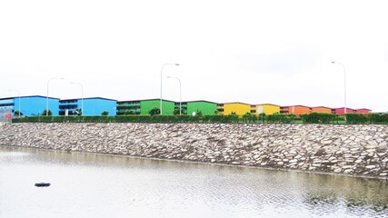 Colorful dormitories for foreign migrant workers in Punggol, Singapore