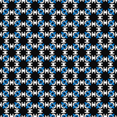 Naklejka premium Vector seamless pattern texture background with geometric shapes, colored in black, blue, white colors.