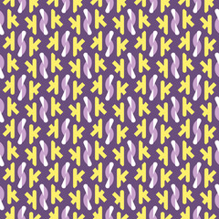 Vector seamless pattern texture background with geometric shapes, colored in violet, yellow, white colors.