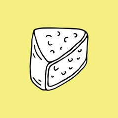 cheese icon vector.Slice of cheese vector illustration with black hand drawn style.Thin line cheese outline icon vector illustration.Linear cheese symbol for use on web and mobile apps, logo, print 