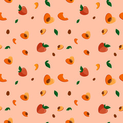 Fruit seamless pattern, Plum on pink wallpaper.