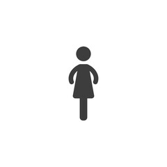 Black silhouette of woman in dress. Isolated on white. Vector Flat female