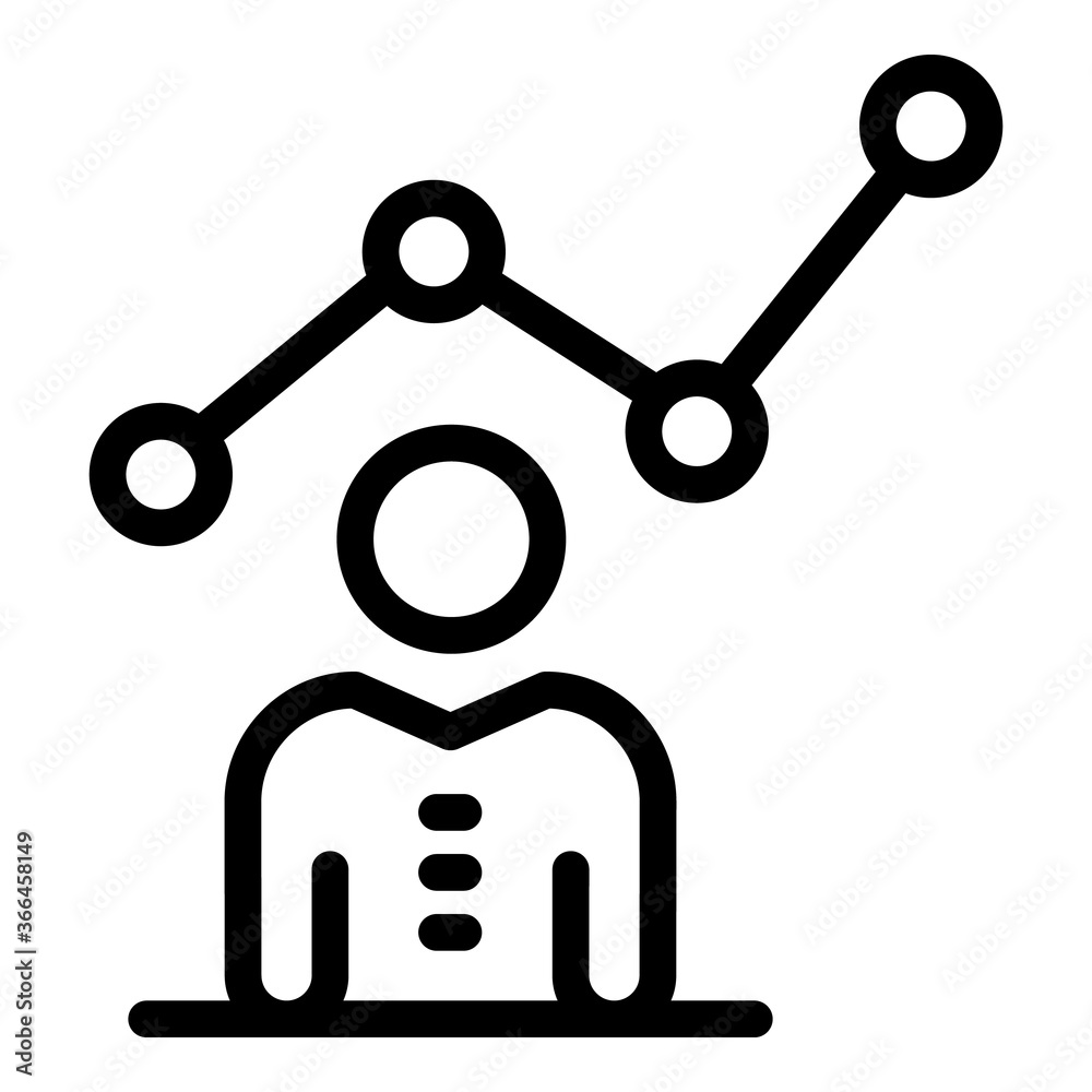 Poster broker graph work icon. outline broker graph work vector icon for web design isolated on white backg