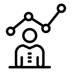 Broker graph work icon. Outline broker graph work vector icon for web design isolated on white background