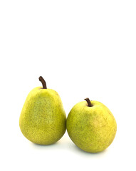two green pears isolated on white background