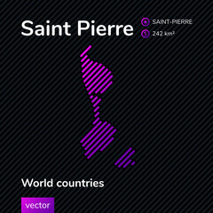 Saint Pierre map in violet colors on the black background