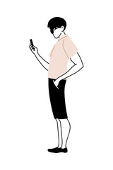 young man with cell phone in hand