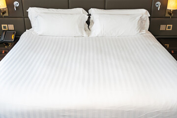 White pillow on bed decoration interior