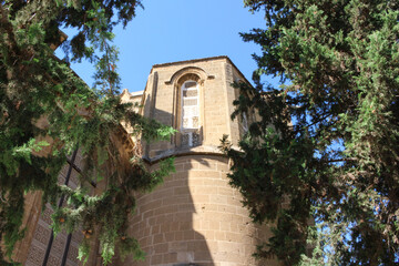 Fototapeta na wymiar Fragment of the Selimiye Mosque in Nicosia among the trees.Cyprus.