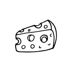 cheese icon vector.Slice of cheese vector illustration with black hand drawn style.Thin line cheese outline icon vector illustration.Linear cheese symbol for use on web and mobile apps, logo, print 