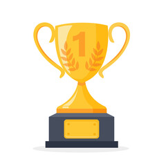 Trophy cup, award, vector icon in flat style