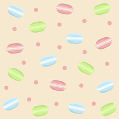 Macaroon pattern vector. Sweet background