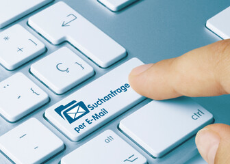 Fototapeta premium Suchanfrage per E-Mail - Wort auf blauen taste.