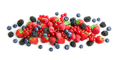 Assorted wild fresh berries pile