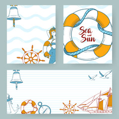 set of nautical cards / backgrounds