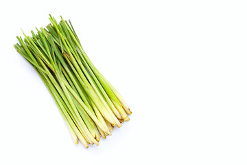 Fresh lemongrass on white background.