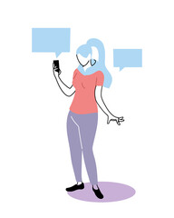 woman sending message from his cell phone