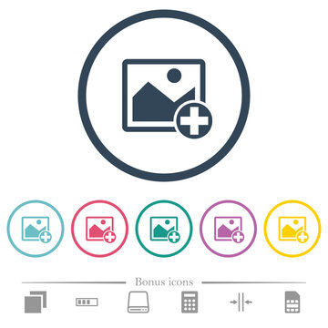 Add new image flat color icons in round outlines