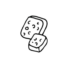 drawn two pieces of cheese black and white. two slice of cheese isolated. Cheese symbol vector sign isolated on white background illustration for graphic and web design.cheese rectangular pieces