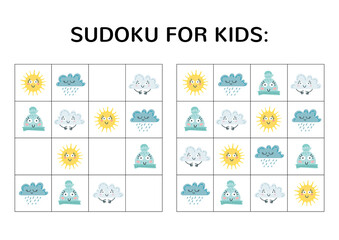 Sudoku game for kids with cute pictures.