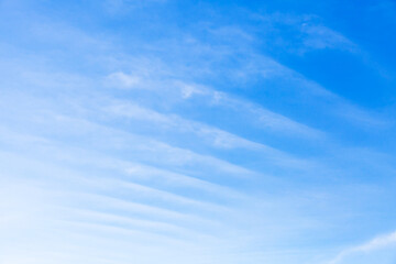 Fototapeta premium Stripes of windy clouds in the blue sky at daytime