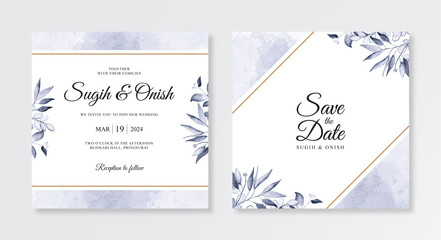 Watercolor floral hand paintings and splash for beautiful wedding inivitation templates