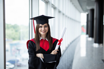 Portrait happy woman on her graduation day University.